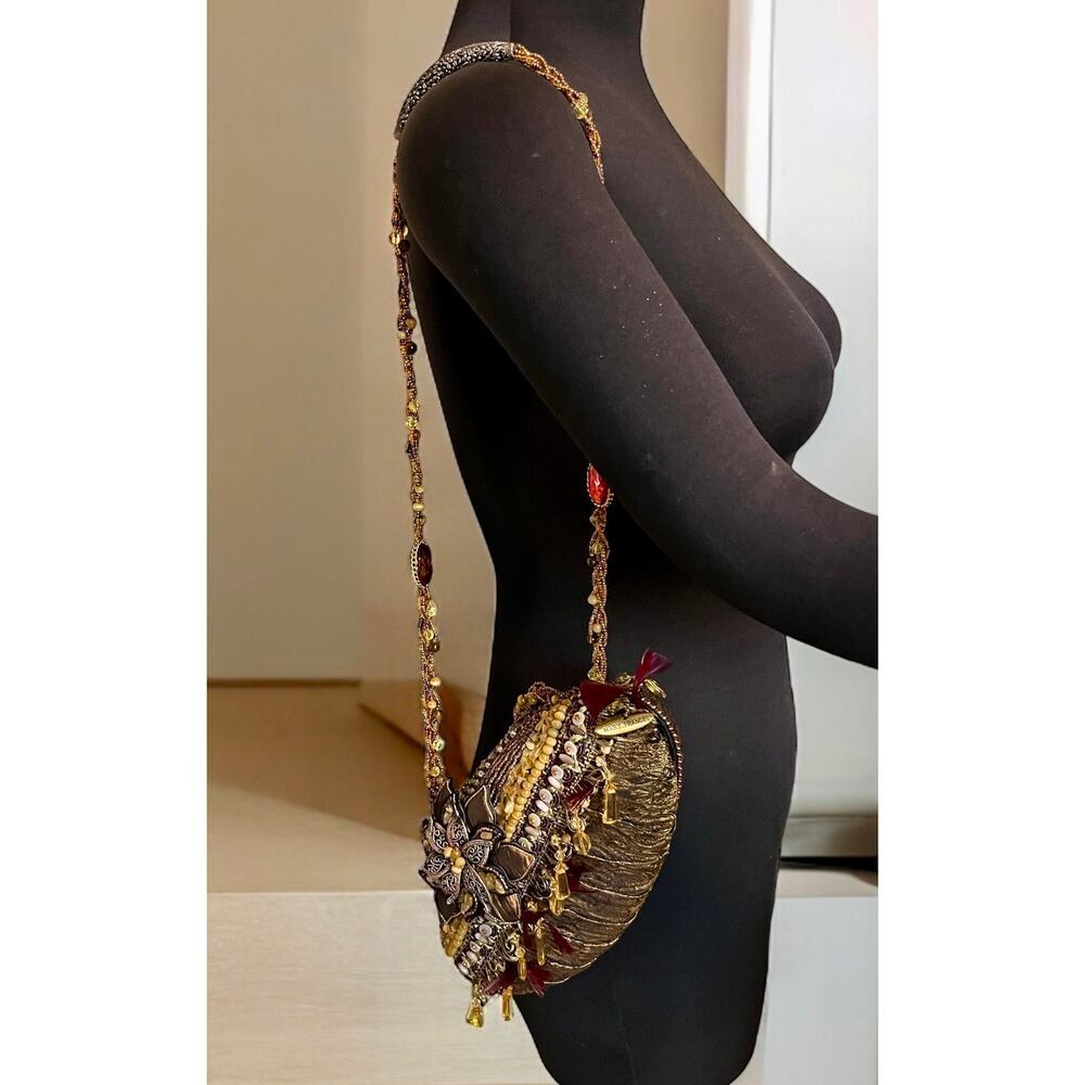 Vintage Mary Frances Silk Brocade Beaded Floral Shoulder Bag - Picture 8 of 12